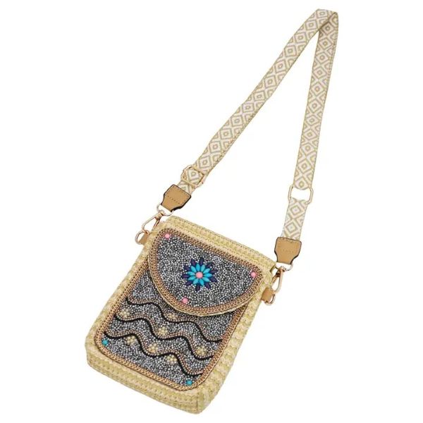 Bag - Wavy Daisy Flower Artisan Beaded Crossbody Bag - hotRAGS.com
