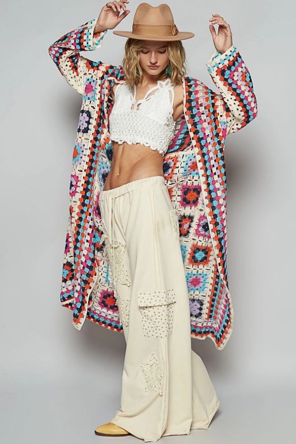 Cardigan - Long Crochet Multi - hotRAGS.com