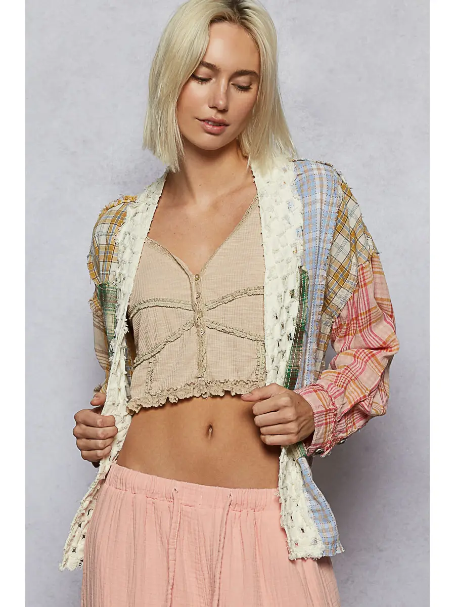 Cardigan - V Neck Patch Contrast - hotRAGS.com