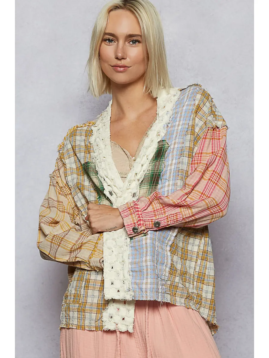 Cardigan - V Neck Patch Contrast - hotRAGS.com