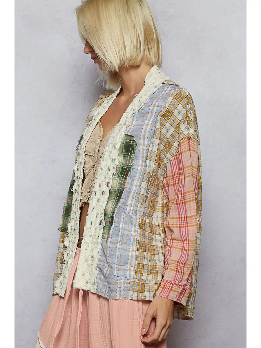 Cardigan - V Neck Patch Contrast - hotRAGS.com