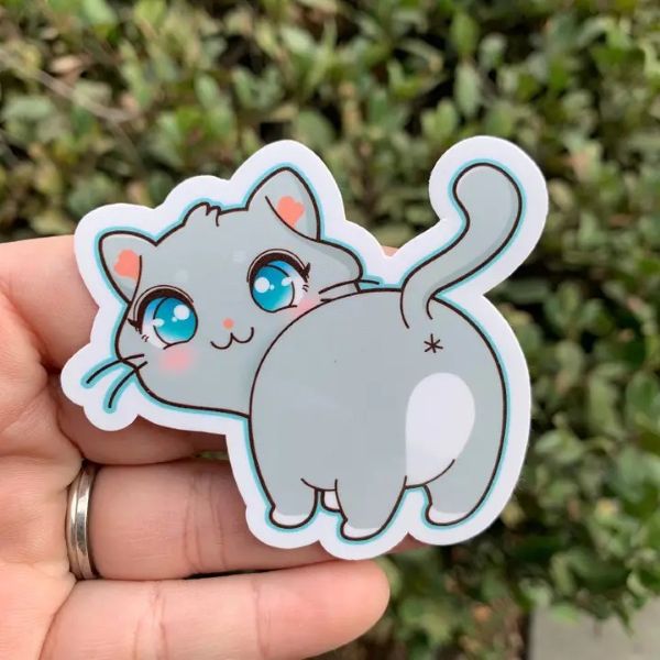 Sticker - Grey Kitty Butt - hotRAGS.com