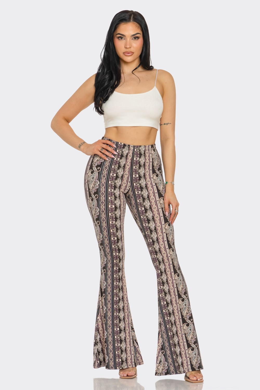 Pants - Palazzo - Black And Mauve - hotRAGS.com