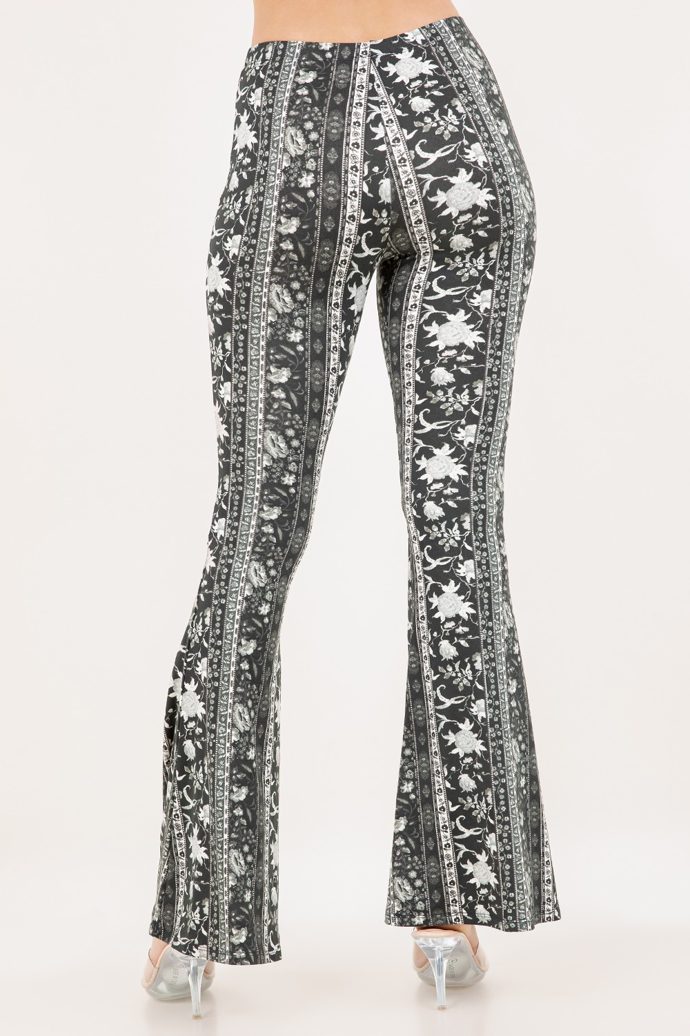 Pants - Palazzo - Black White Flowers - hotRAGS.com