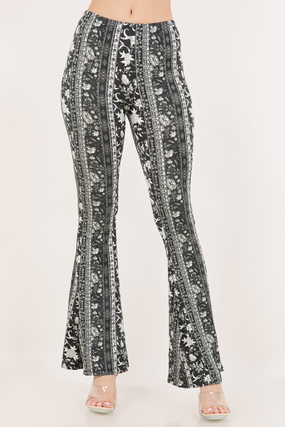 Pants - Palazzo - Black White Flowers - hotRAGS.com