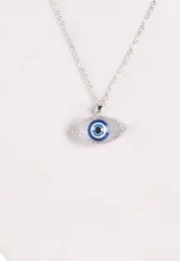 Necklace - Evil Eye Silver Druzy - hotRAGS.com