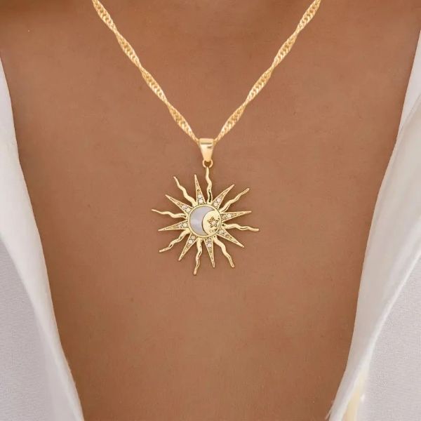 Necklace - Sun With Stone Gold - hotRAGS.com