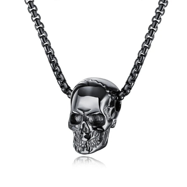 Necklace - Skull Stainless - Black - hotRAGS.com
