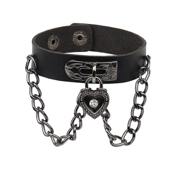 Bracelet - Heart Lock Punk Leather - hotRAGS.com