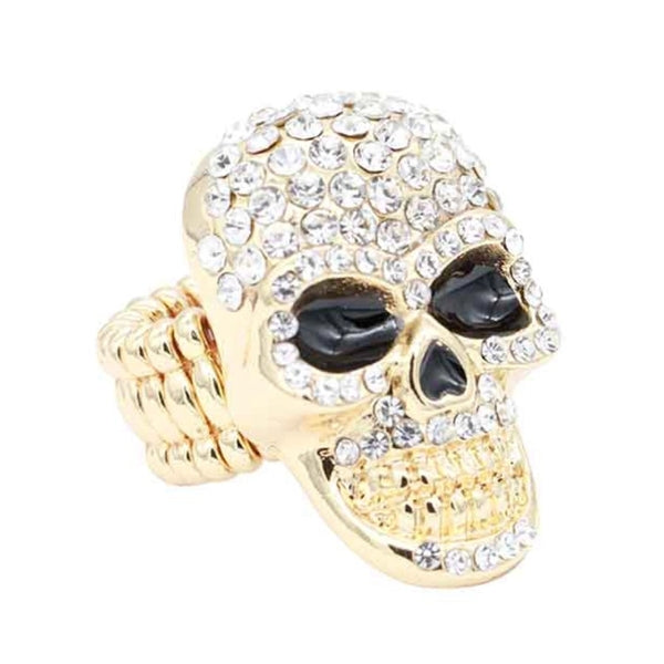 Ring - Skull Stretch Bling - Gold - hotRAGS.com