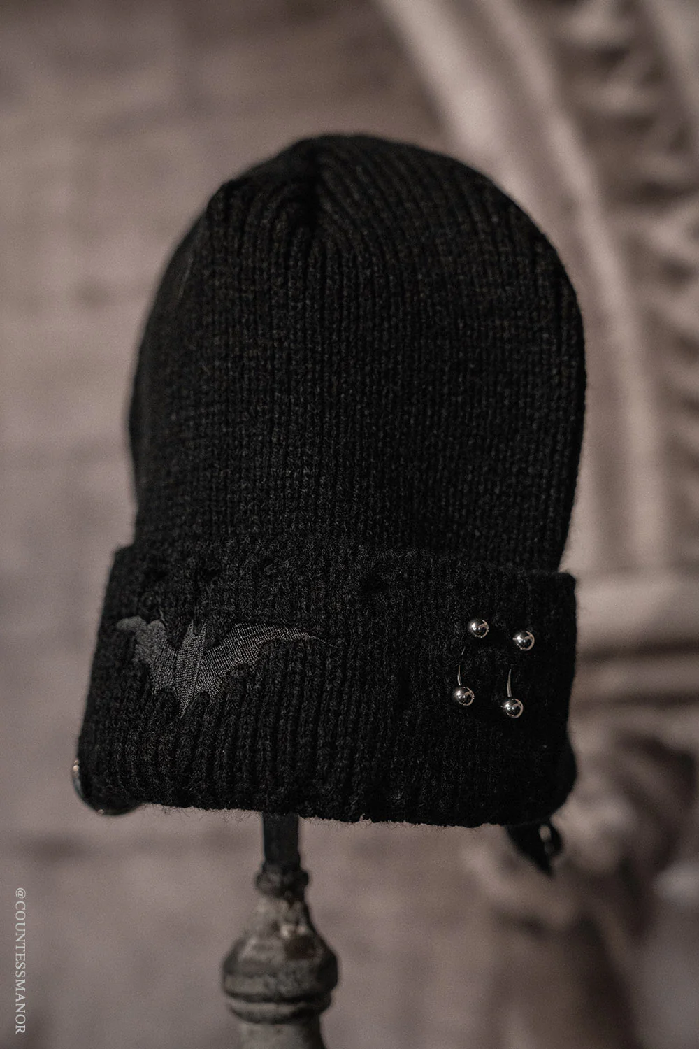 Beanie - Distress Pierced Bat - hotRAGS.com