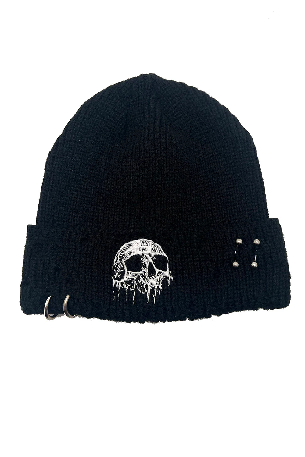 Beanie - Distress Pierced Skull - hotRAGS.com
