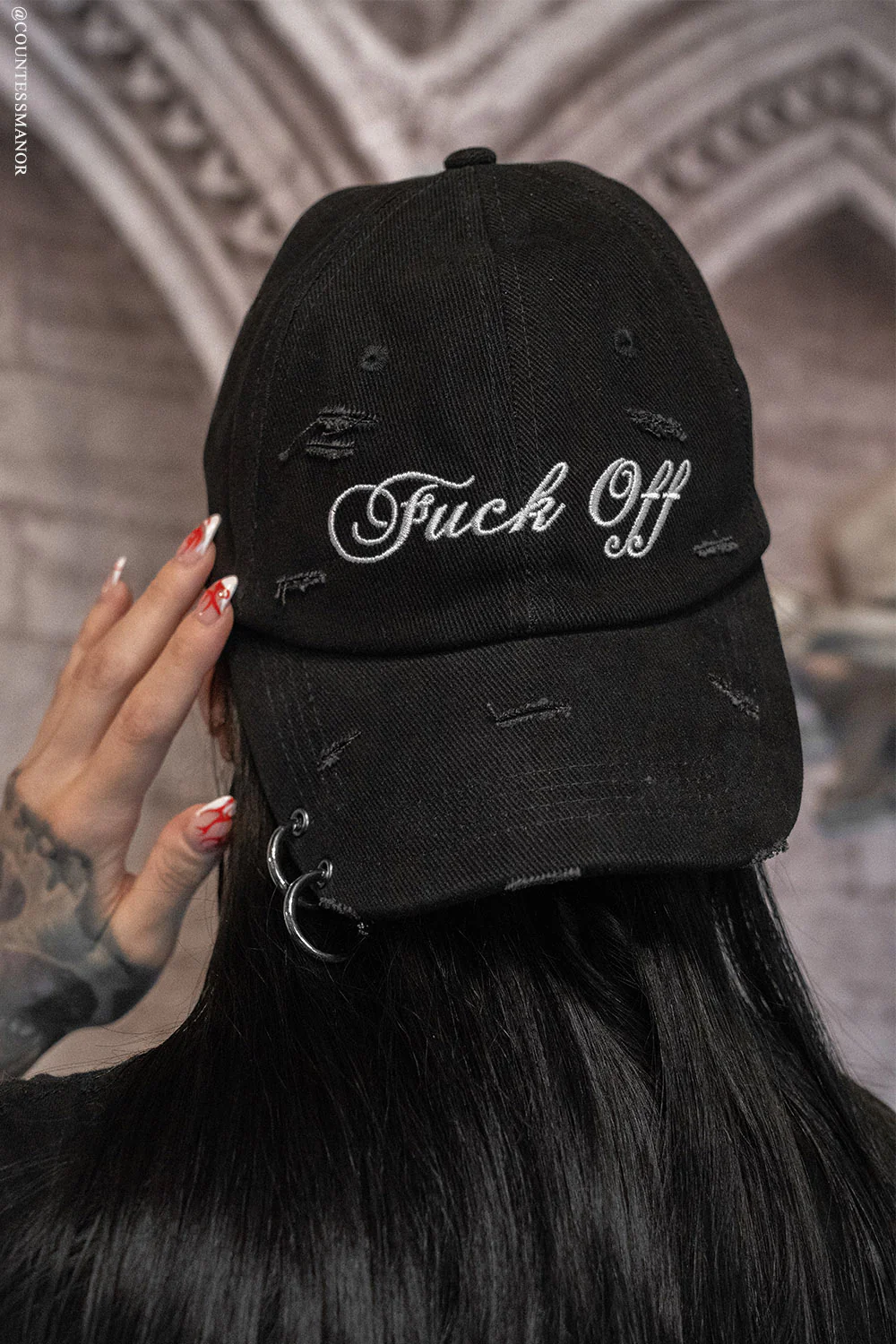 Hat - Fuck Off Baseball Hat Pierced - hotRAGS.com