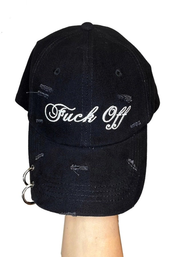 Hat - Fuck Off Baseball Hat Pierced - hotRAGS.com