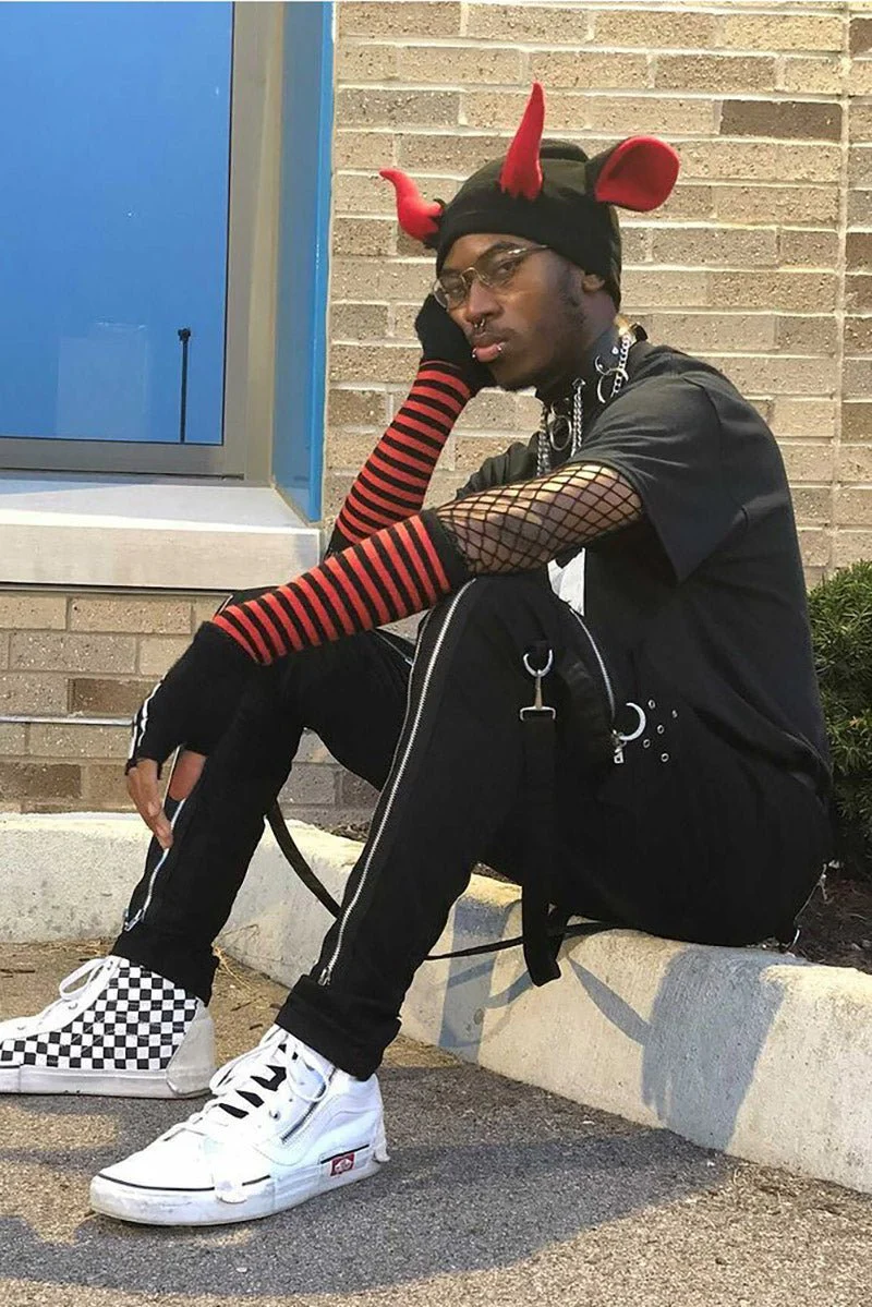 Arm Warmers - Emo Striped - Red - hotRAGS.com