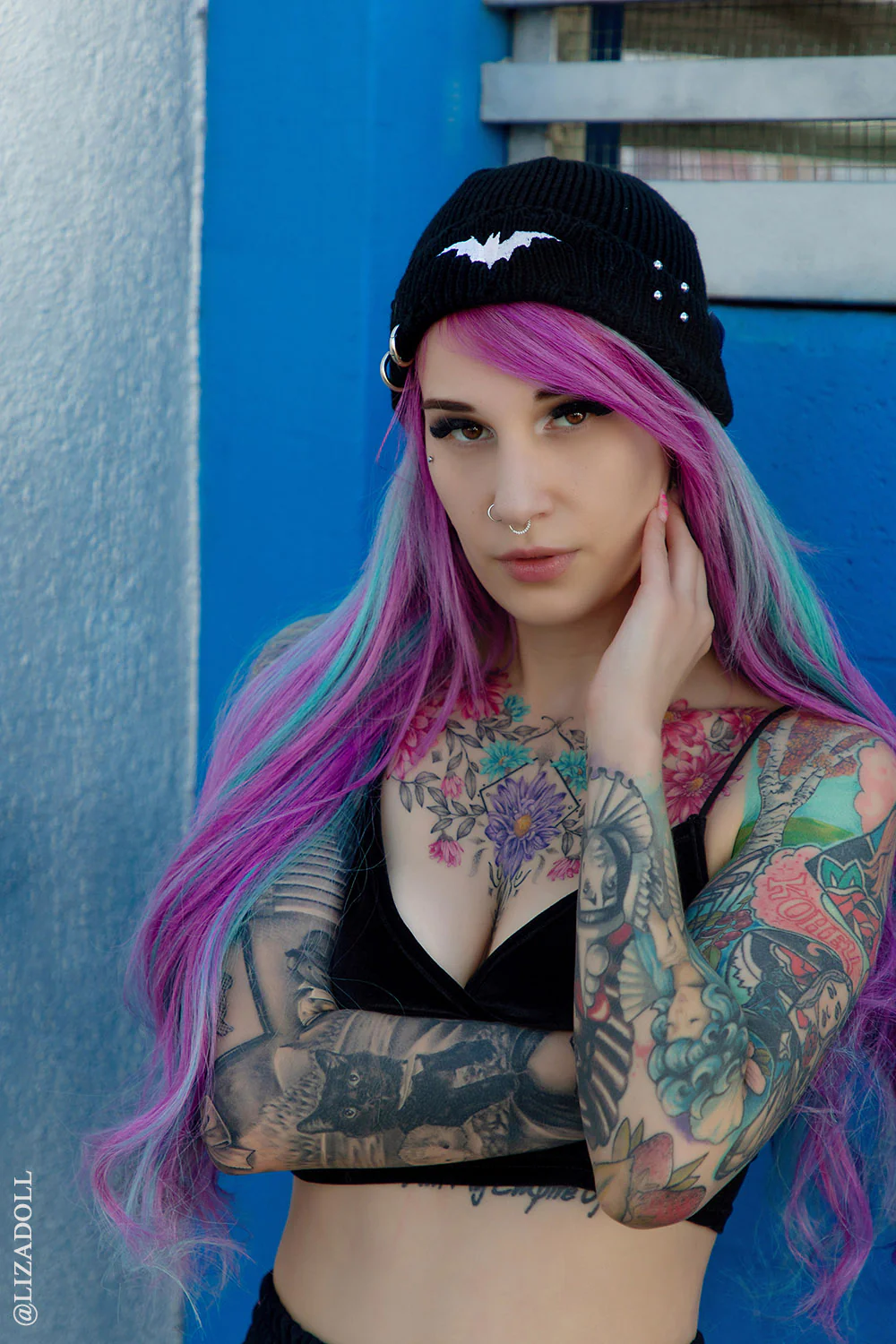 Beanie - Distress Pierced Bat - hotRAGS.com