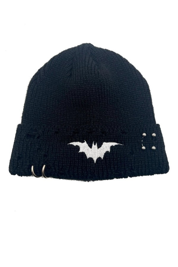 Beanie - Distress Pierced Bat - hotRAGS.com