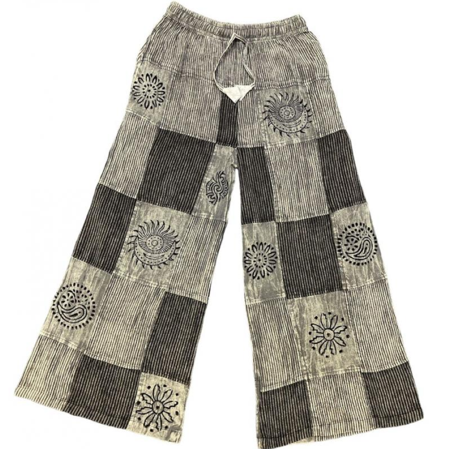Pant - Wide Leg Patch - Black And Grey - hotRAGS.com