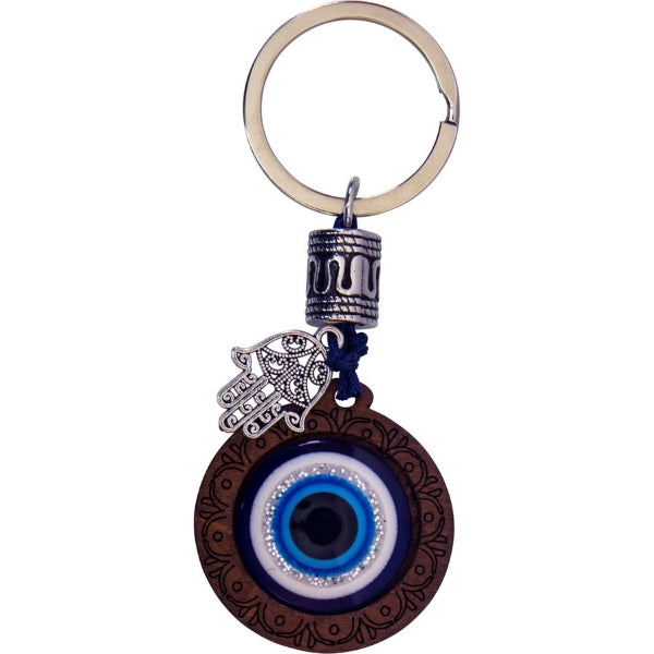 Keychain - Evil Eye Wood Hamsa - hotRAGS.com
