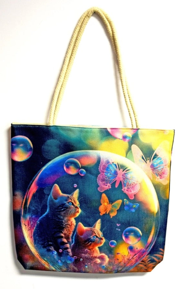 Bag - Tote Cats In Bubble - hotRAGS.com