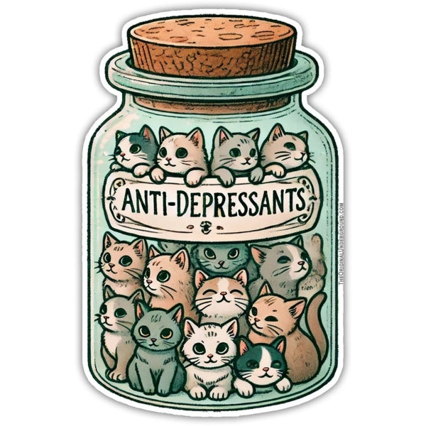 Sticker - Anti Depressant Cats - hotRAGS.com