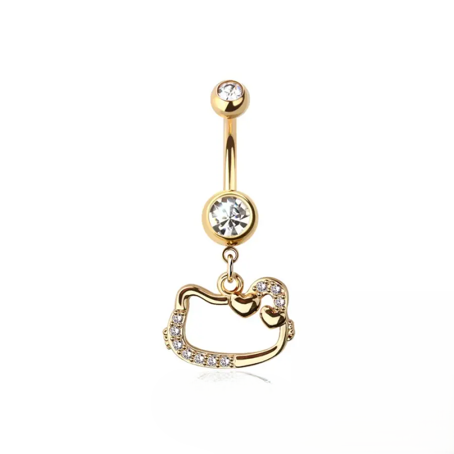 Belly Ring - Cuttie Cat - Gold - hotRAGS.com