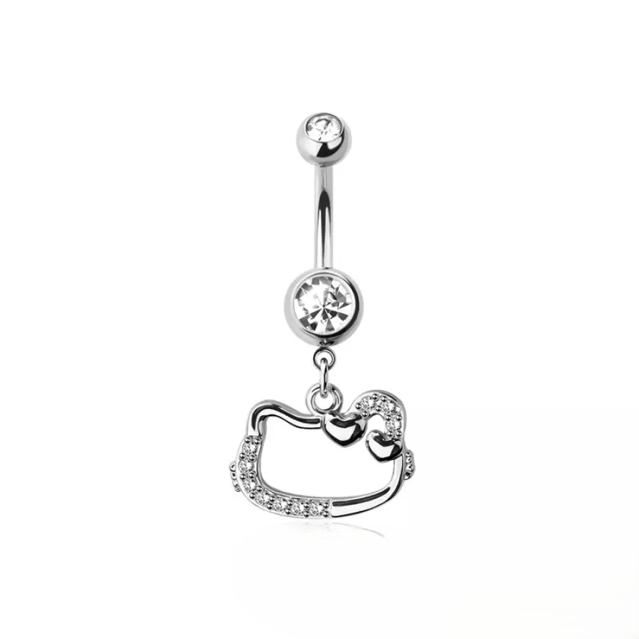 Belly Ring - Cuttie Cat - Silver - hotRAGS.com
