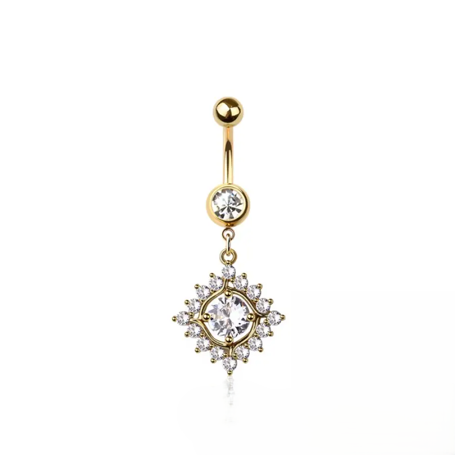 Belly Ring - Multi Cubic Zirconia - Gold - hotRAGS.com