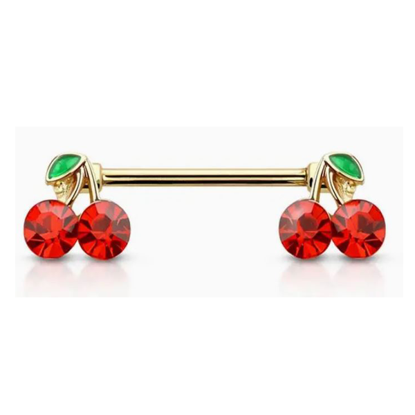 Nipple - 14g Cherries - Gold - hotRAGS.com