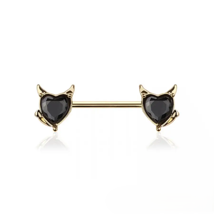 Nipple - 14g Devil Heart - Black - hotRAGS.com