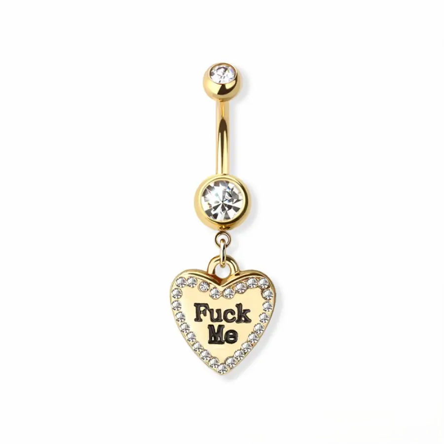 Belly Ring - Heart Fuck Me - Gold - hotRAGS.com