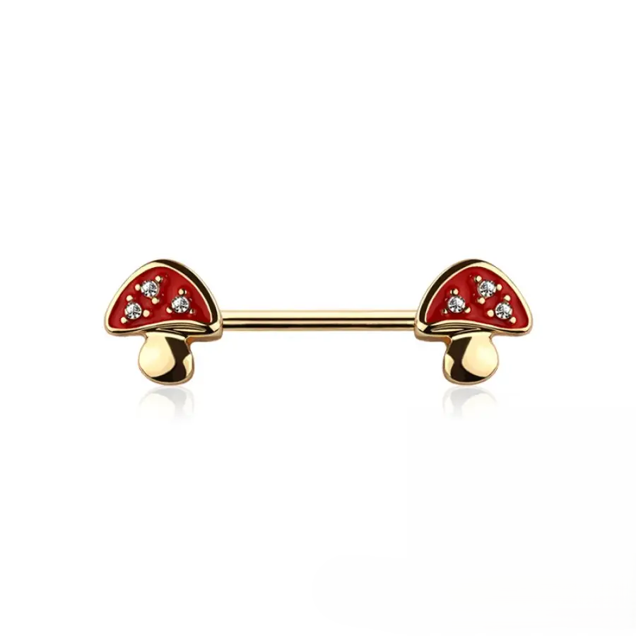 Nipple - 14g Mushroom - Gold - hotRAGS.com