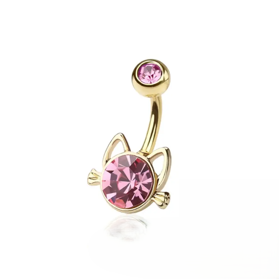 Belly Ring - Kitty - Pink And Gold - hotRAGS.com