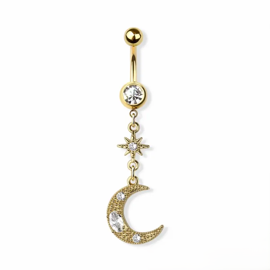 Belly Ring - Moon Starburst - Gold - hotRAGS.com