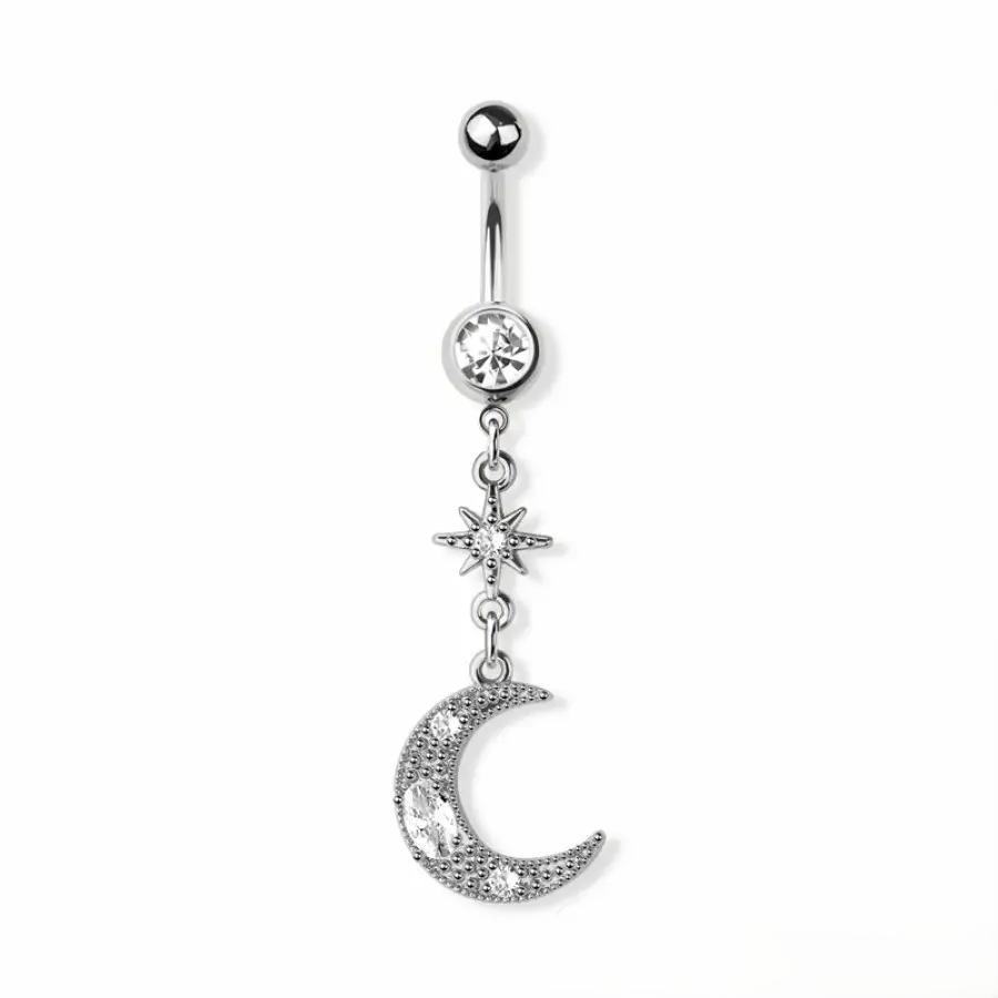 Belly Ring - Moon Starburst - Silver - hotRAGS.com