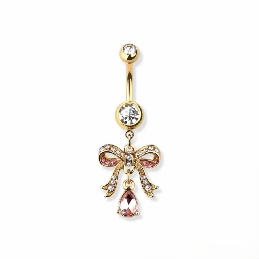 Belly Ring - Bow Dangle - Gold - hotRAGS.com