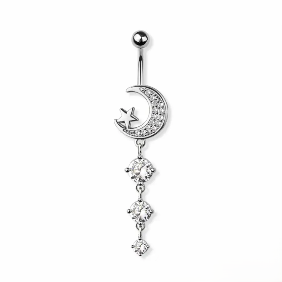 Belly Ring - Moon Star - Silver - hotRAGS.com