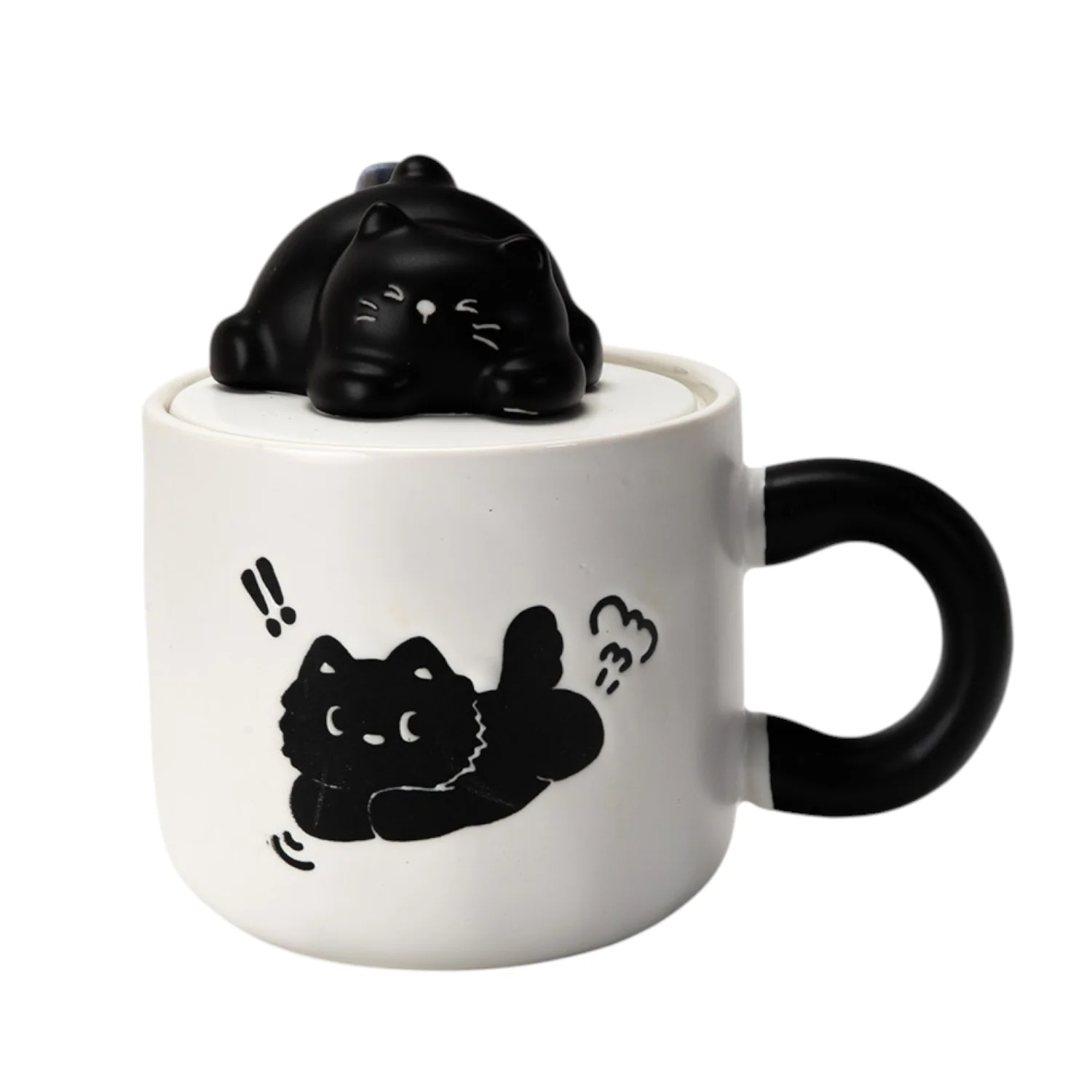 Mug - Whimsy Cat - White And Black - hotRAGS.com
