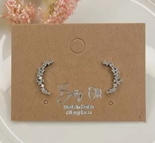 Earrings - Moon - Silver Cubic Zirconia - hotRAGS.com