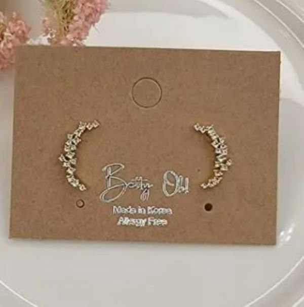 Earrings - Moon - Gold Cubic Zirconia - hotRAGS.com