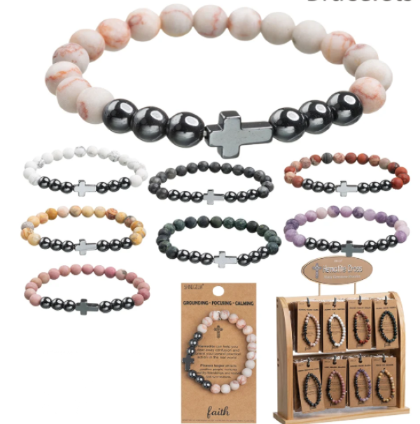 Bracelet - Hematite Cross Gemstone - hotRAGS.com