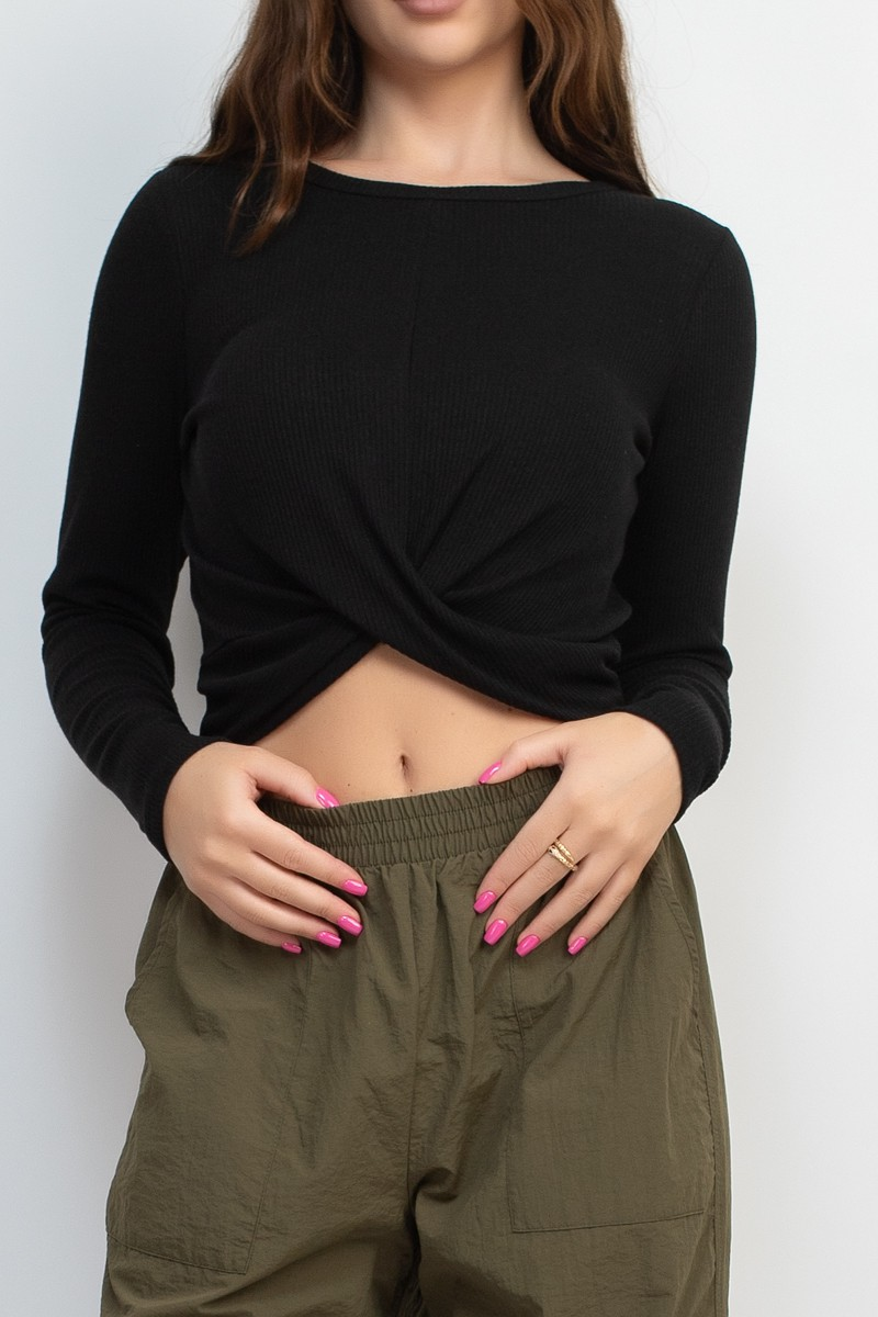 Jr Long Sleeve - Front Twist - Black - hotRAGS.com