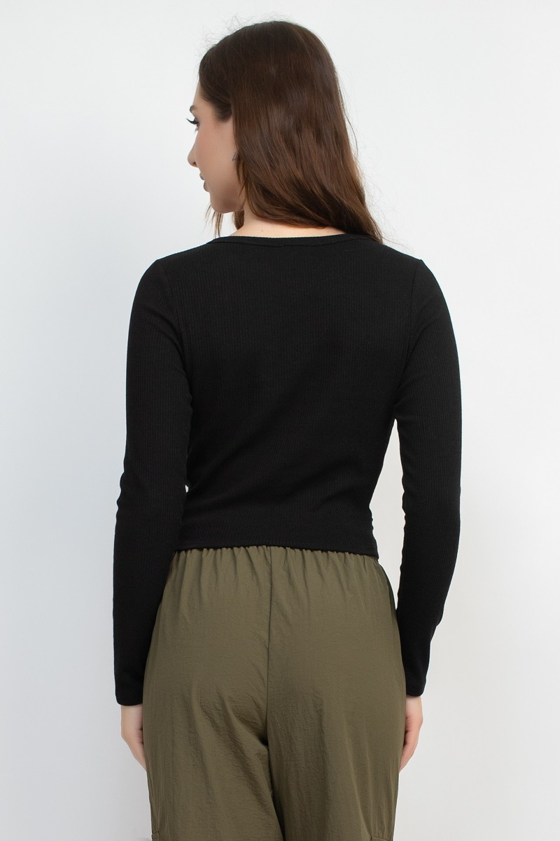 Jr Long Sleeve - Front Twist - Black - hotRAGS.com