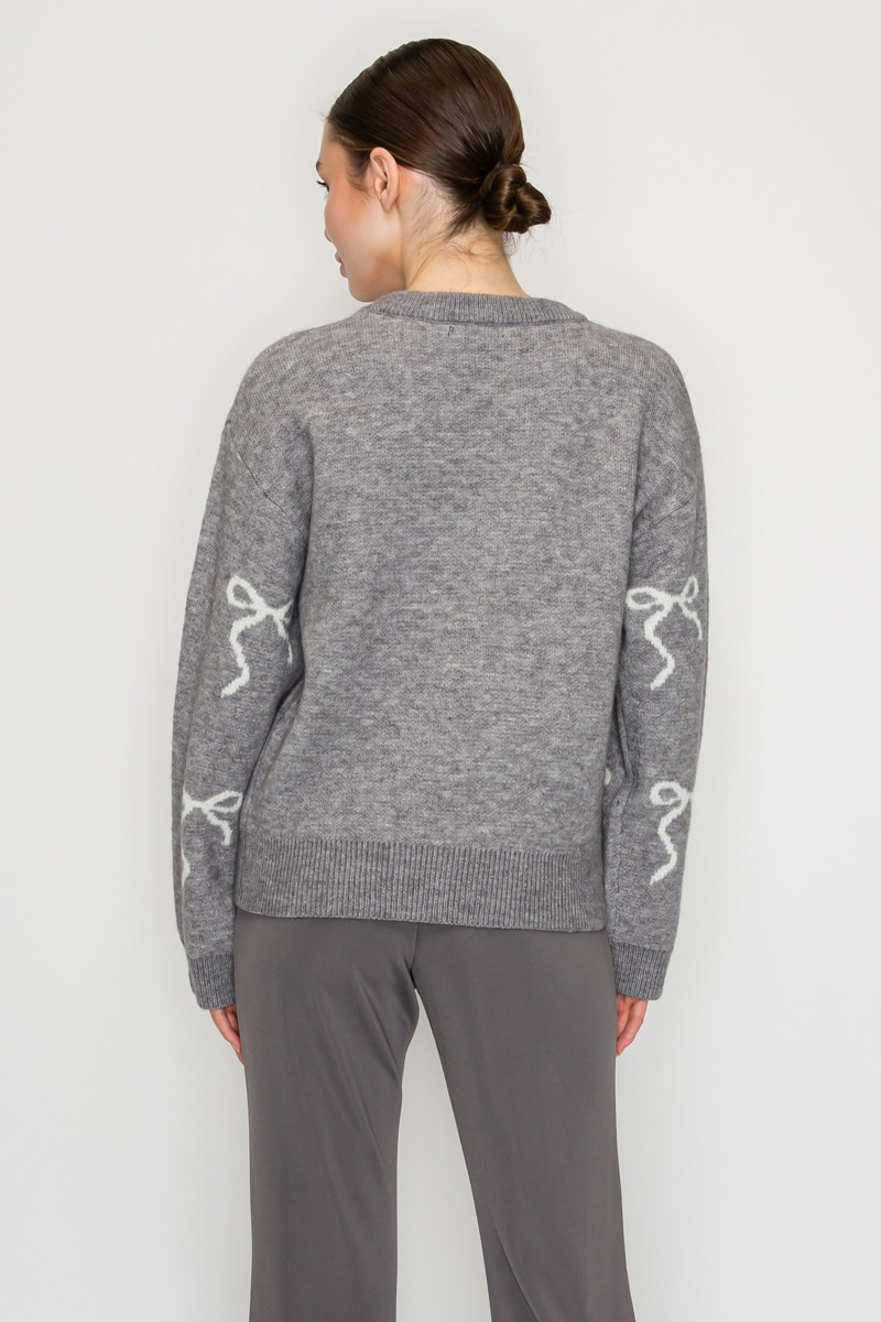 Sweater - Bows Allover - Grey - hotRAGS.com