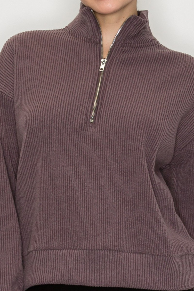Sweater - Pullover Zip Up - Chocolate - hotRAGS.com