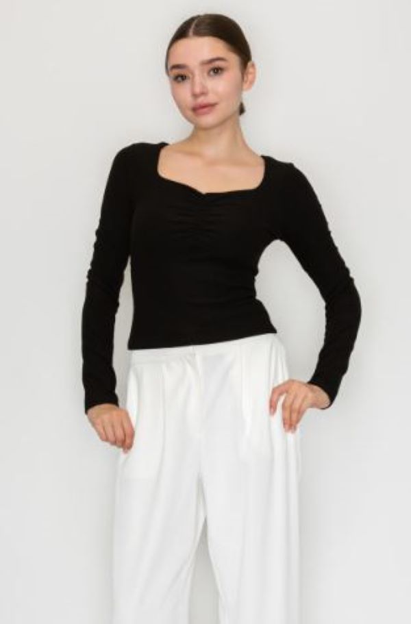 Jr Long Sleeve - Ruched - Black