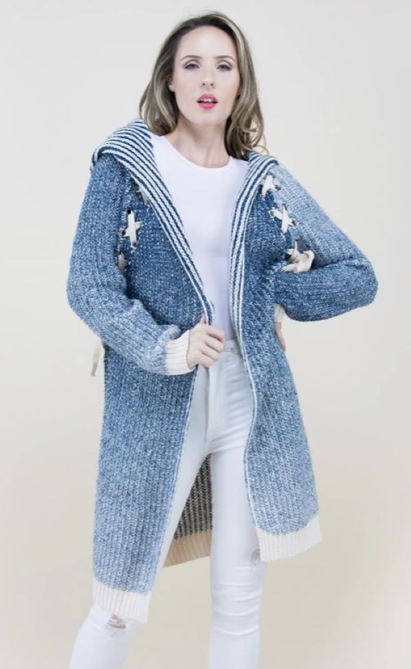 Cardigan - Hooded Laced - Blue - hotRAGS.com