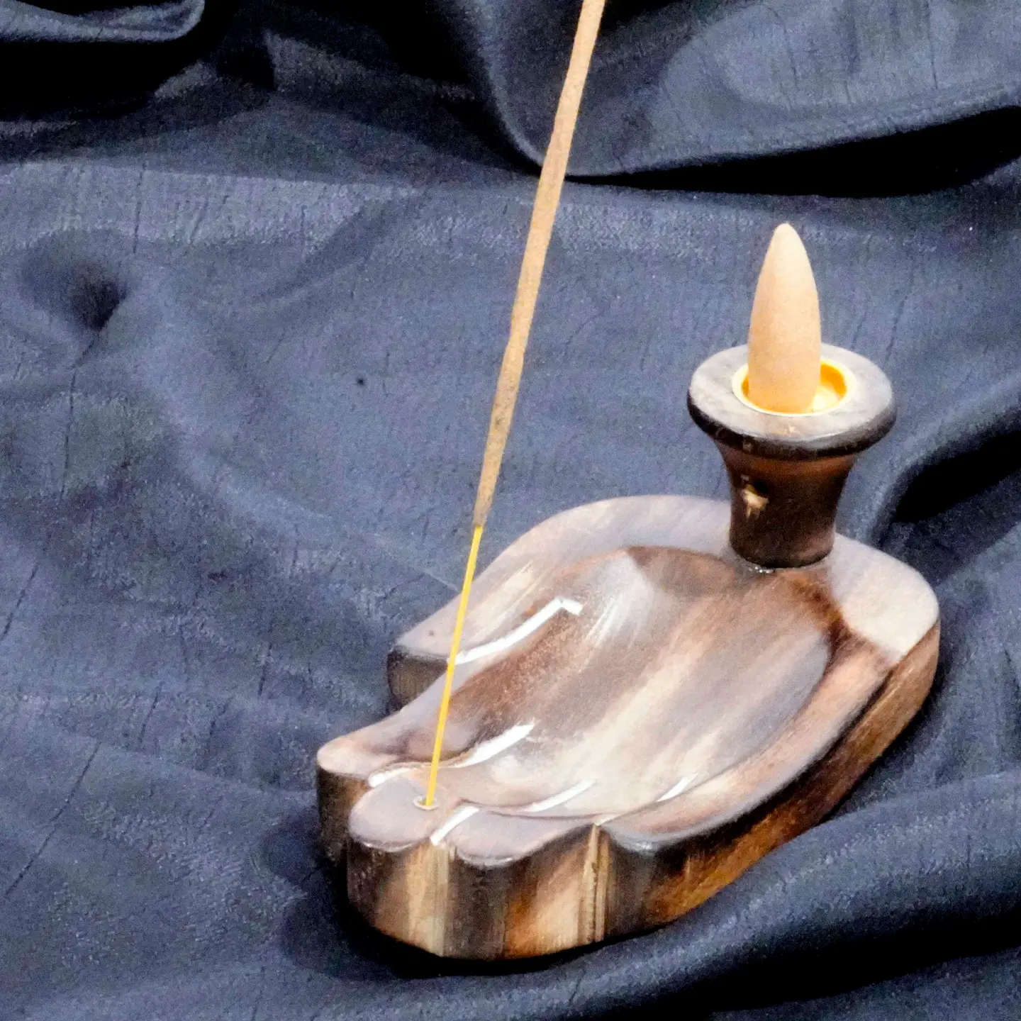 Incense Cone Burner - Hand Wood - hotRAGS.com