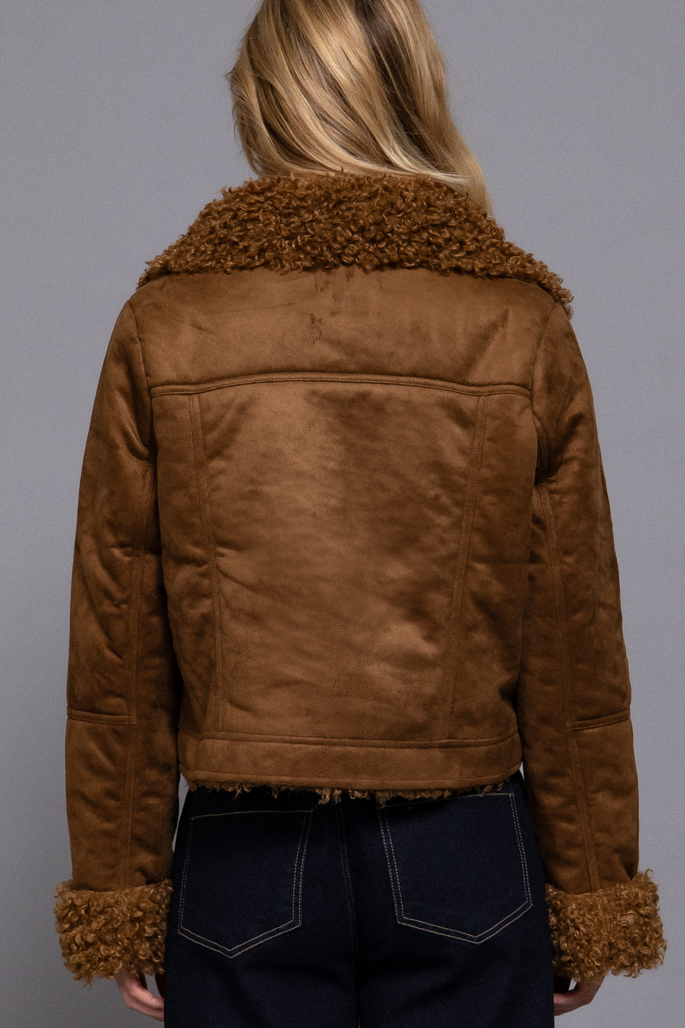 Jacket - Suede Fur Trim - Brown - hotRAGS.com