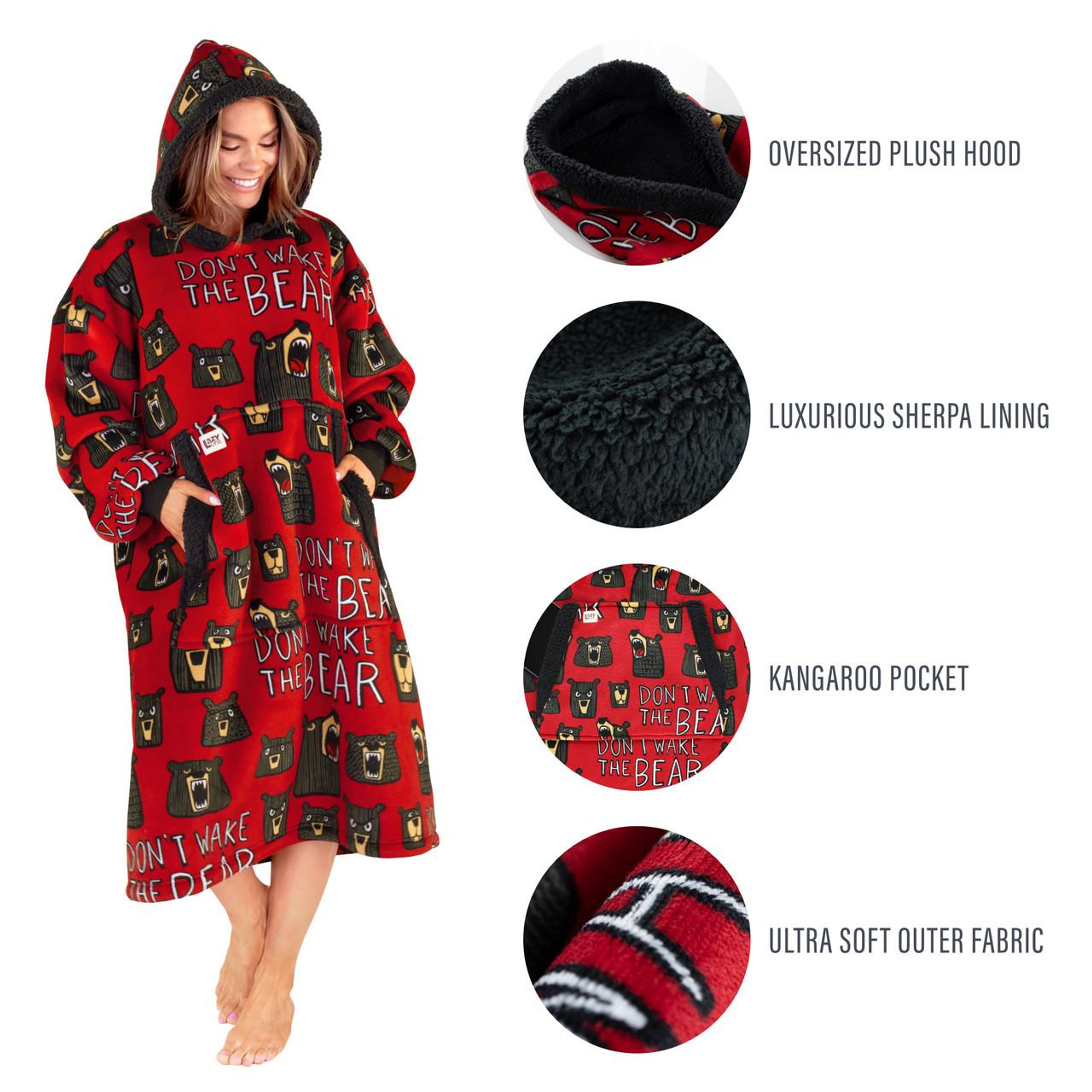 Hoodie Blanket - Don't Wake Bear - hotRAGS.com